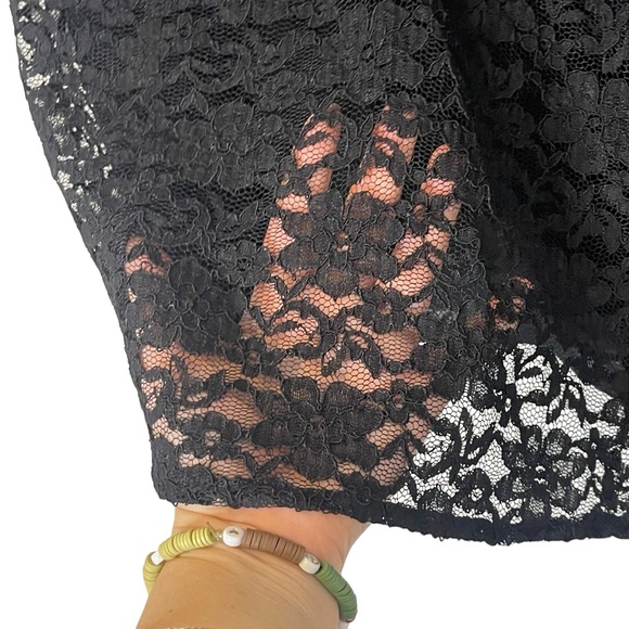 Talbots VTG Black Lace V-Neck Pullover Blouse Size 14 Short Sleeve Zip Lined NEW - Picture 6 of 12